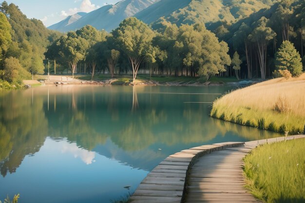 Foto luogo di relax nazionale 5a luogo panoramico montagna verde lago d'acqua dolce verde paesaggio naturale