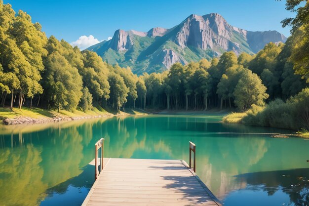 Foto luogo rilassante punto panoramico nazionale 5a montagna verde pulito scenario naturale del lago d'acqua dolce verde