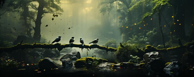 Photo relaxing soundscape of birds chirping wallpaper