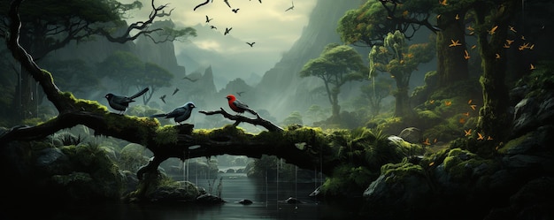 Photo relaxing soundscape of birds chirping wallpaper