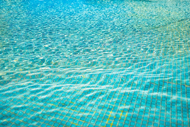 Relaxing surface of blue swimming pool background of water ripples small waves of water abstract