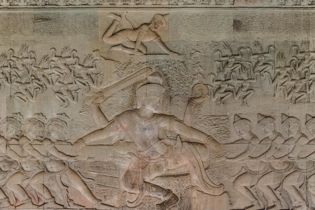 Reliefs in the Angkor Wat temple Cambodia