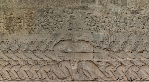 Reliefs in the Angkor Wat temple Cambodia