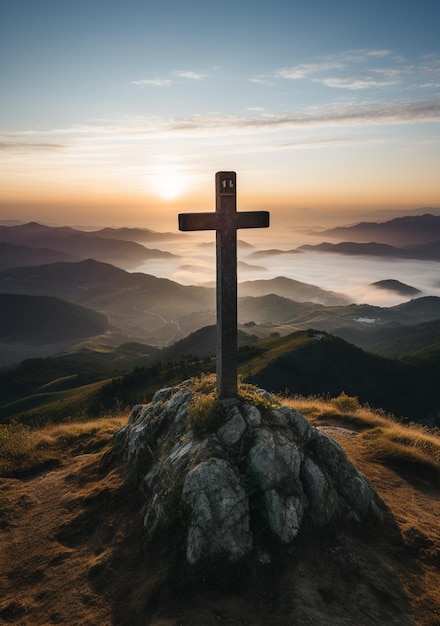 religieuze dwarsweergave met lucht en wolken