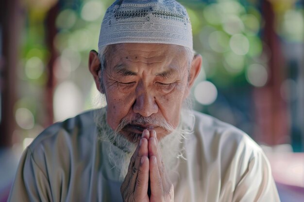 Photo religious asian muslim man praying