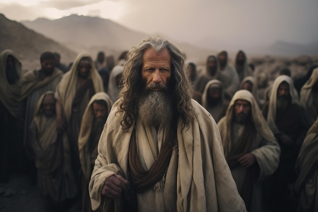 A Religious Bible Story Moses Leads the Jews in the Desert