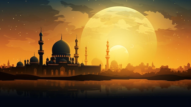 Religious Eid background with mosque