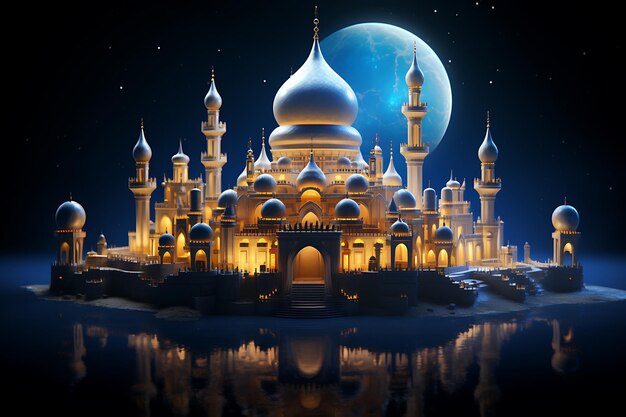 Religious eid mubarak islamic blue