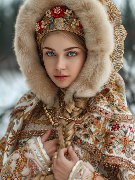 Religious holiday of the Slavs Maslenitsa Women dress up in traditional Russian costumes bake pancakes and treat everyone