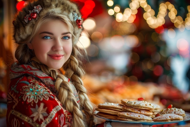 Религиозный праздник славян Масленица Женщины одеваются в традиционные русские костюмы пекут блинчики и угощают всех