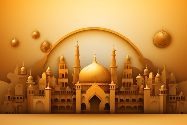 Religious islamic eid mubarak festival greeting background design