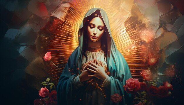 Foto un dipinto religioso vergine di guadalupe