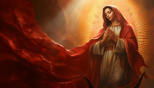 A religious painting virgen of guadalupe