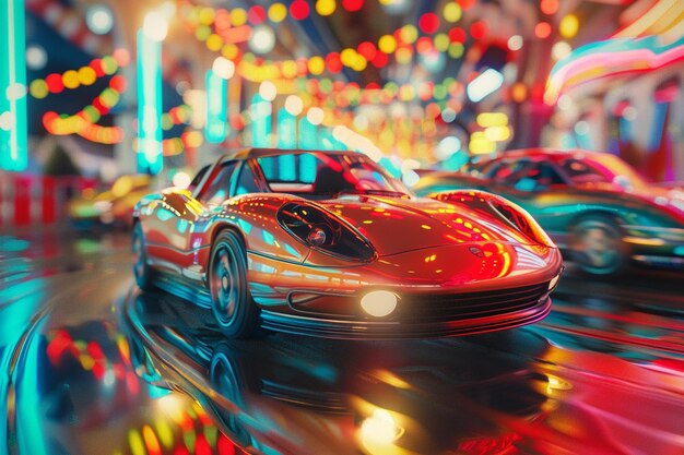 Photo relive the thrill of the bumper car ride as colorf generative ai