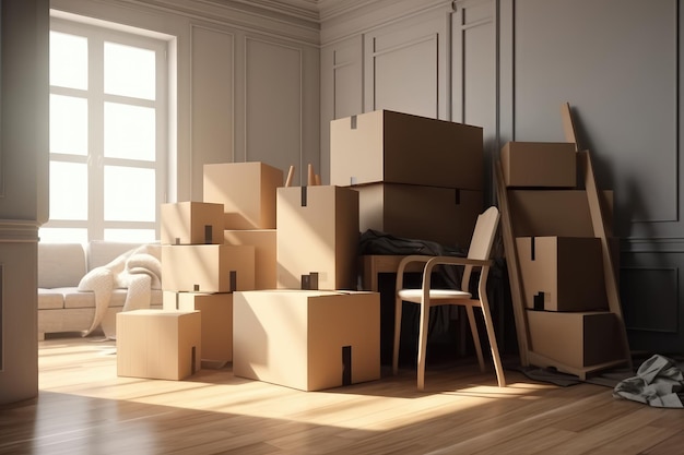 Перемещение Мебель в коробках Переезд в новый дом