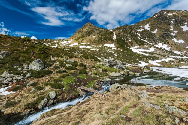 Remaining ice on alpine lake in PyreneesAndorra