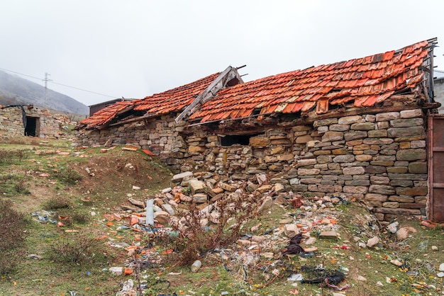 Remains of an old ruined stone house