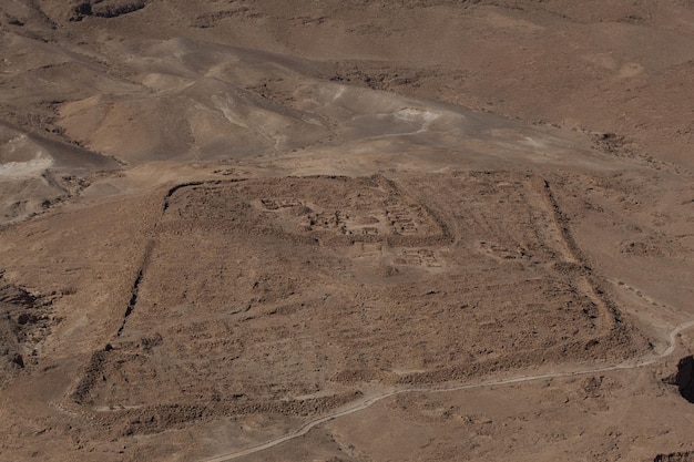 Remains of the roman legion camp beneath Masada fortress, Israel