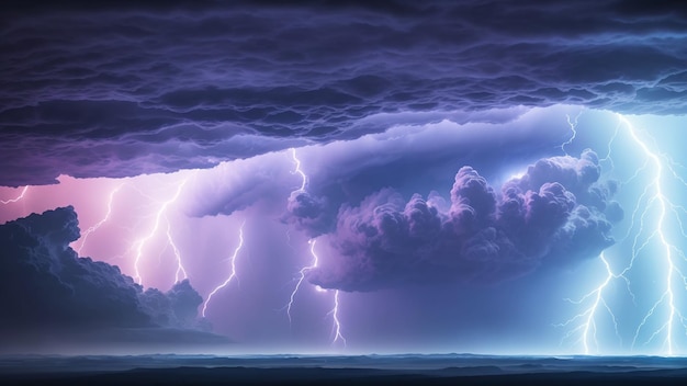 A Remarkable Image Of A Lightning Storm In The Sky Over A Beach AI Generative