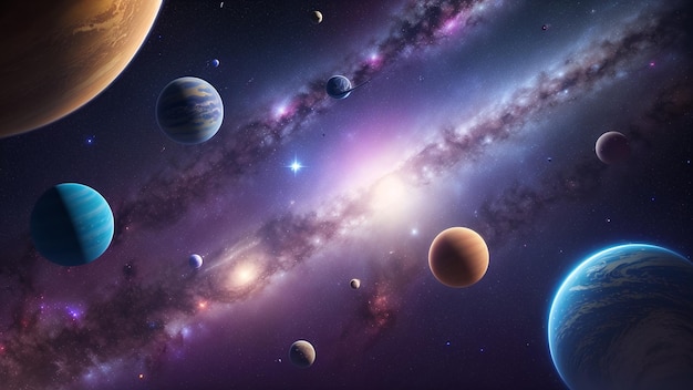 A Remarkable View Of The Planets And Their Satellites In The Outer Space AI Generative