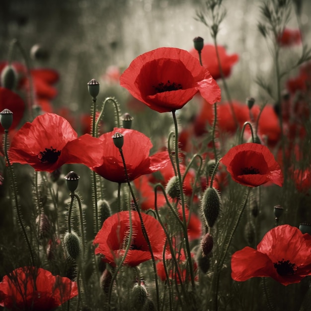 Remembering the sacrifices of fallen soldiers with poppies crosses and medals