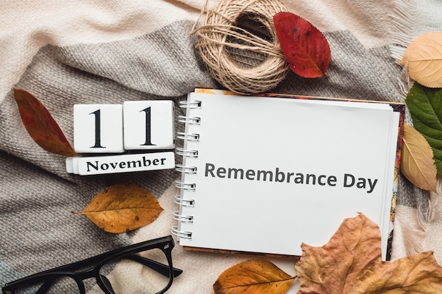 Remembrance Day of autumn month calendar November