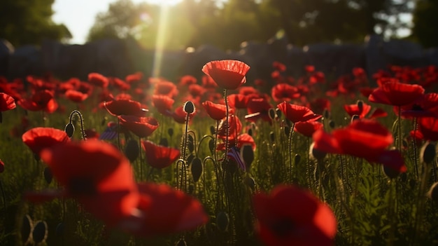 Photo remembrance day poppy red poppies generative ai