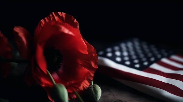 Remembrance day poppy Red poppies Generative Ai