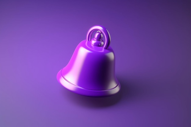 Reminder popup bell notification alert or alarm icon sign or symbol for application website ui on purple background 3d rendering illustration