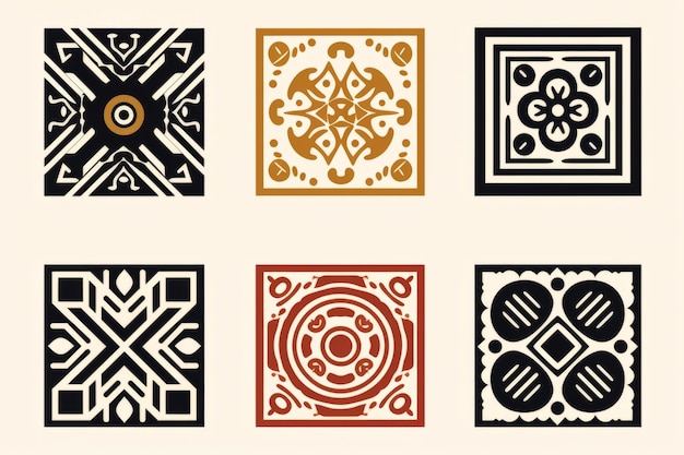 Remixed Ethnic Pattern PSD Template Minimal Logo Set Geïnspireerd door Public Domain Artworks 32 aspect