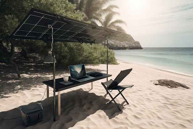 Remote Beach Workstation Powered by Solar Energy