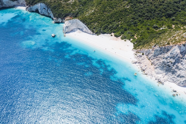 Remote and hidden Fteri beach in Kefalonia Island Greece Europe