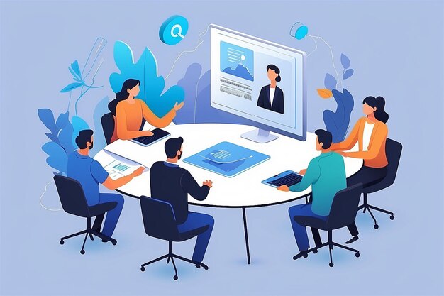 Remote meeting concept illustration