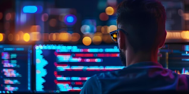 remote programmers collaborate on shared code highlighting modern work flexibility copy space concept remote collaboration programming team shared code modern work flexibility