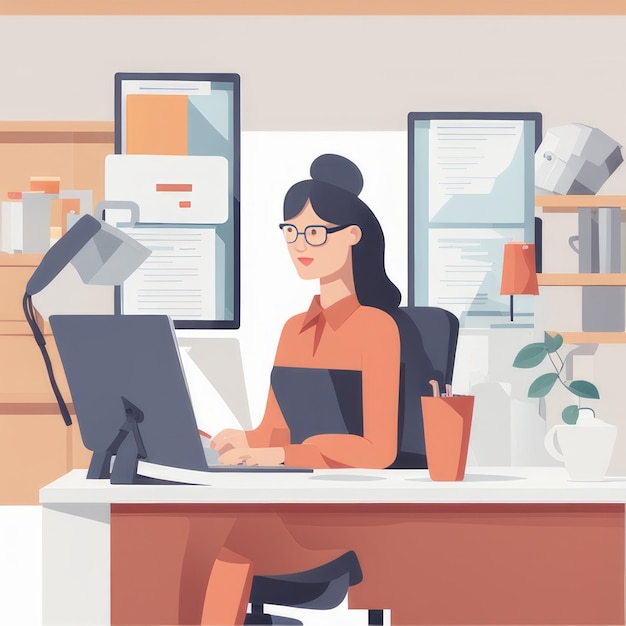 Remote Work Concept Freelancer Engaged in Online Tasks at Coworking Space
