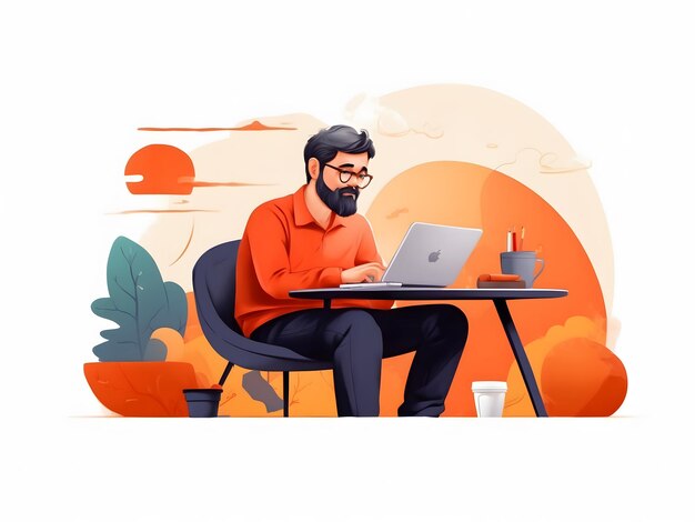 Foto lavoro remoto freelance illustrazione vettoriale su laptop a casa sua