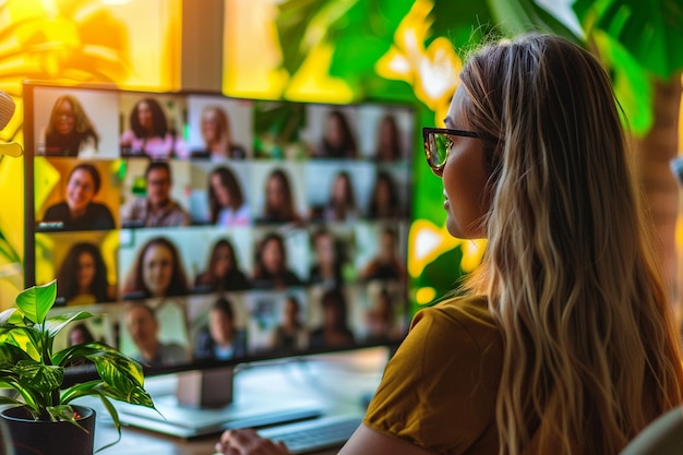 Photo remote worker attending a virtual diversity and inclusion workshop