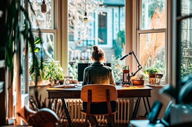 Photo a remote worker woman in a quiet home office setting