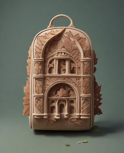 Renaissance architecture inspired bags with leaf on it