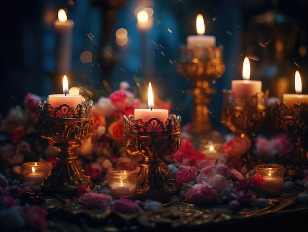 Renaissance candles wallpaper dramatic vibrant lighting cinematic lighting