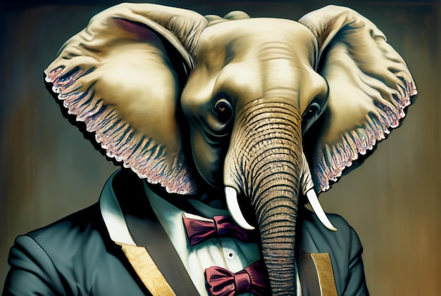 Premium AI Image | a renaissance painting of an elephant in a tuxedo