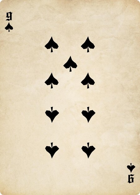 Renaissance Poker Card Design 9 of Spades