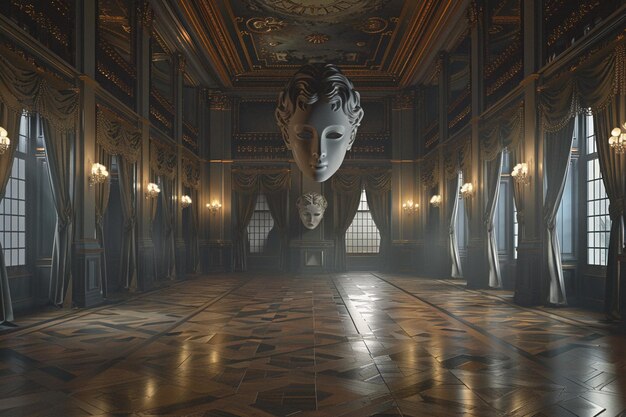 Renaissanceinspired ballroom with floating masks o