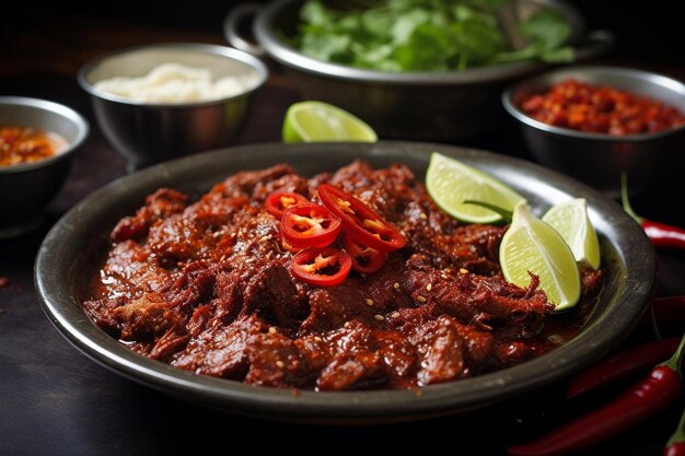 Photo rendang dish highlighting texture and flavor