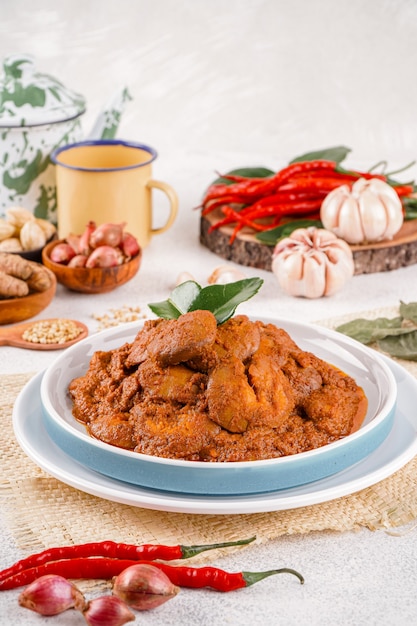 Rendang jengkol with indonesian spices