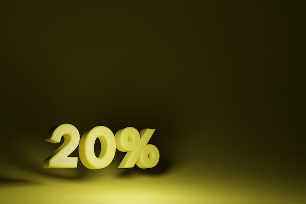 Render of 20 discount in yellow on yellow and black background