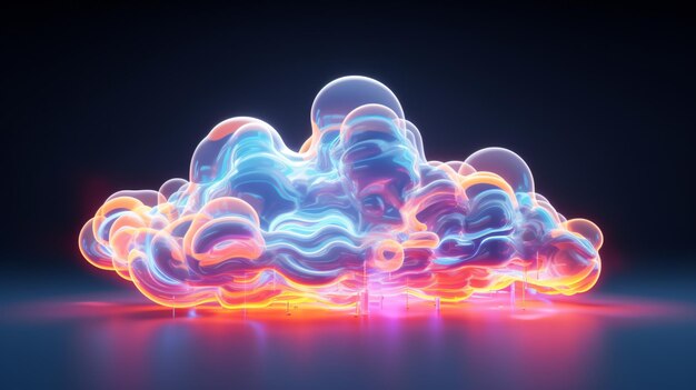 render abstract cloud illuminated with neon