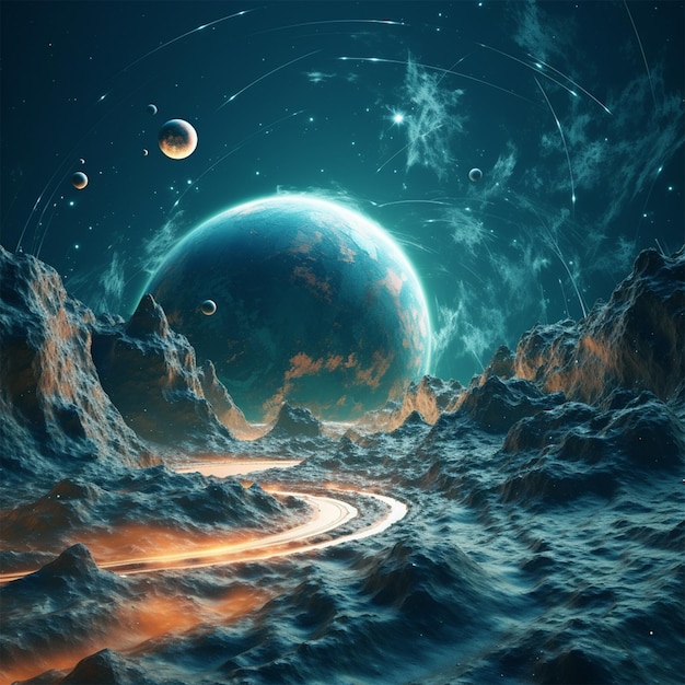 render of an abstract space scene with fictional