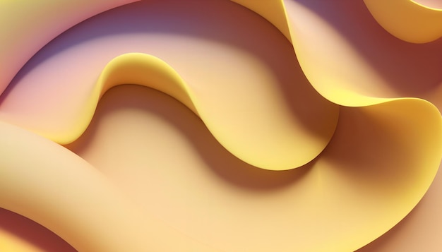 Render of abstract wavy background in pastel yellow colors for Banner Wallpaper design