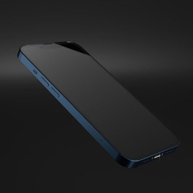 Foto render afbeelding van telefoon mockup zwarte achtergrond